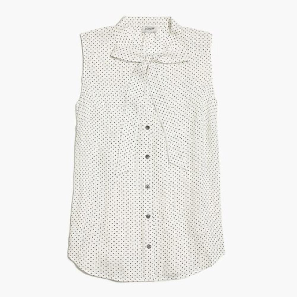 J. Crew Factory Polka Dot Drapey Tie Neck Top XXS